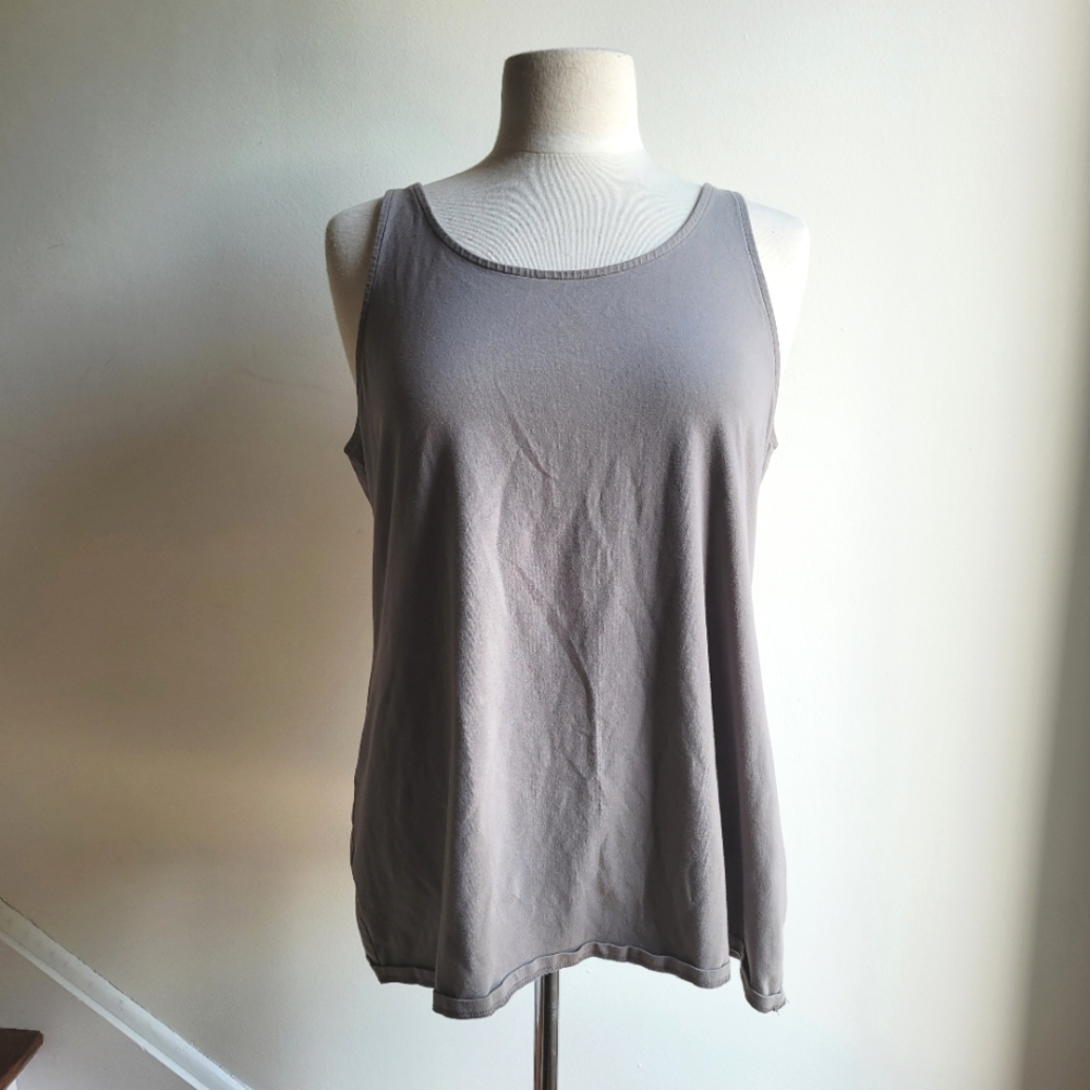 J JILL Long Perfect Tank Top Sleeveless Gray/ Olive Green  XL